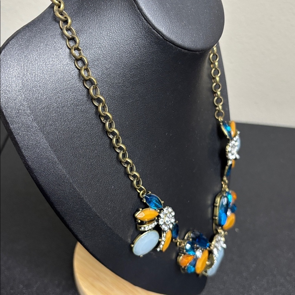 Multicolor Beaded Chunky Bib Necklace Statement Colorful Collar - Picture 5 of 7